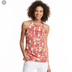 Vineyard Vines Run for the Roses Silk Top sz 10